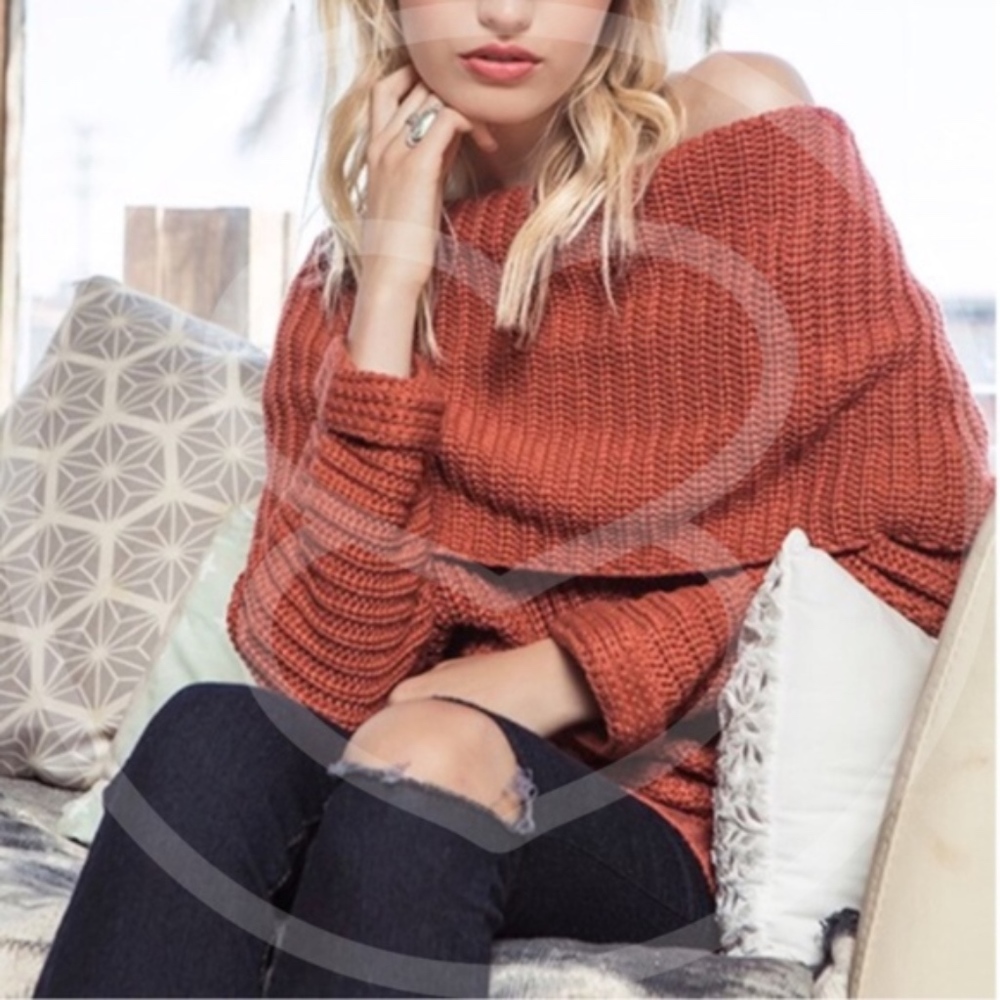 #22 Cozy off shoulder cable Knit Sweater Top - Picture 2 of 6